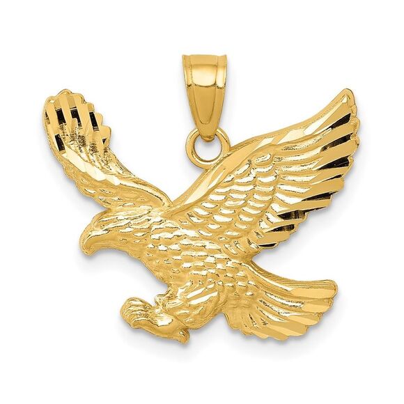 10K Yellow Gold Diamond-cut Eagle Pendant